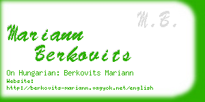 mariann berkovits business card